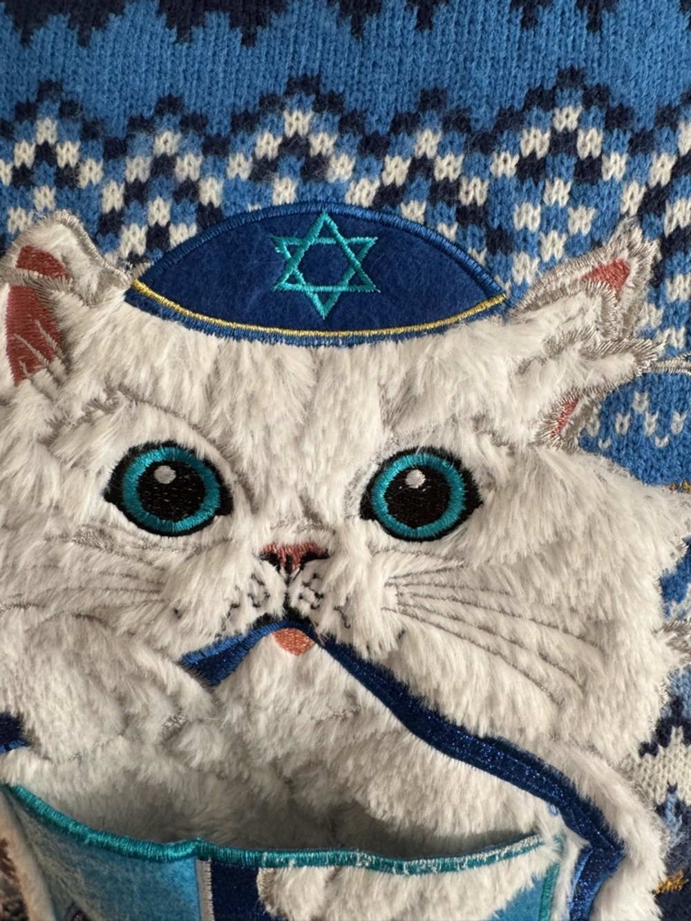 Hanukkah Cat Multimedia Sweater with Gift Design - Picture 7 of 13